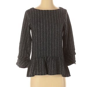 LATIN QUARTERS Blouse Blue/White Striped P…